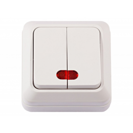 Наружный выключатель двойной с подсветкой OPERA (2006) белый