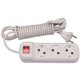 Сетевой удлинитель Luxel 3 розетки 3М с выключателем (7223)