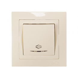 Выключатель проходной с подсветкой Luxel BRAVO (5316) кремовый