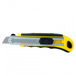 Нож строительный (пластик/резина корпус) лезвие 8шт 18мм автоматический замок SIGMA (8211121)