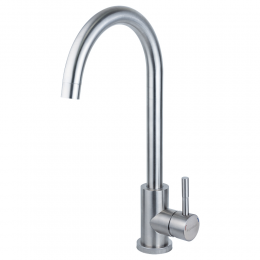 Смеситель KT Ø35 для кухни гусак ухо на гайке SS AQUATICA (KT-4B170P)