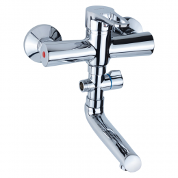 Смеситель HL Ø35 для ванны гусак прямой 150мм дивертор выносной картриджный AQUATICA (HL-3C130C)