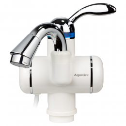 Кран-водонагреватель проточный LZ 3.0кВт 0,4-5бар для раковины гусак изогнутый на гайке AQUATICA (LZ-5A111W)