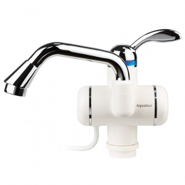 Кран-водонагреватель проточный LZ 3.0кВт 0,4-5бар для раковины гусак изогнутый длинный на гайке AQUATICA (LZ-5A211W)