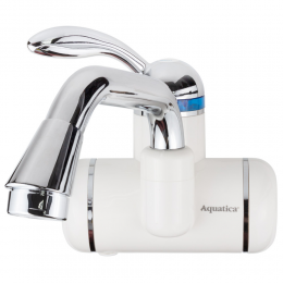 Кран-водонагреватель проточный LZ 3.0кВт 0,4-5бар для раковины гусак изогнутый длинный настенный AQUATICA (LZ-6A211W)