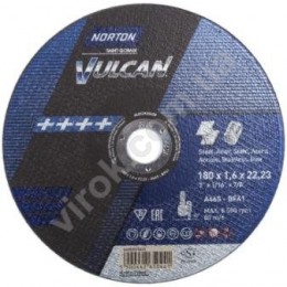 Диск відрізний по металу і нержавіючій сталі NORTON VULCAN Ø=180х22.2 мм t=1.6 мм