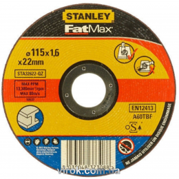 Диск відрізний по алюмінію STANLEY Ø=115х22 мм h=1.6 мм