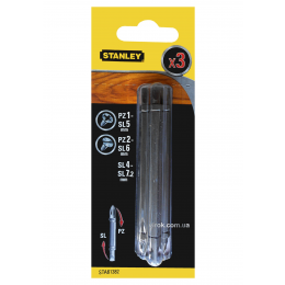 Набір насадок викруткових двосторонніх STANLEY PZ1-SL5 PZ2-SL6 SL4-SL7.2 86 мм 3 шт