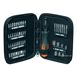 Викрутка реверсивна Black+Decker з магнітним тримачем та насадками 56 шт