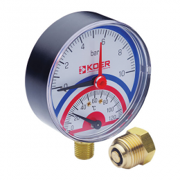 Термо-манометр радиальный (KOER KM.801R) (0-10 bar), D=80мм, 1/2'' (KR0216)
