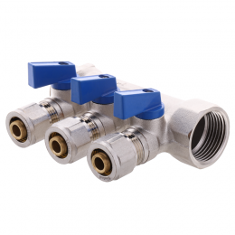 Коллектор с шаровыми кранами и фитингом KOER KR.1126-3 1”x3 WAYS (KR2839)