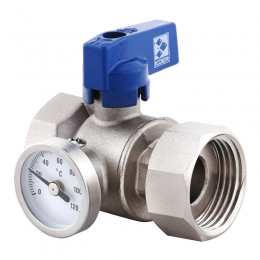 Кран ГГБ с накидной гайкой с термометром KOER KR.1034 - 1'' прямой (KR2892)