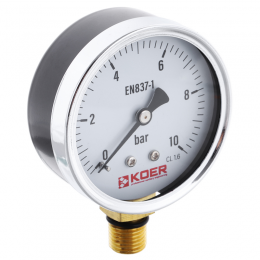 Манометр радиальный KOER KM.610R D=63мм (0-10 bar) 1/4'' (KR2902)