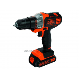 Шуруповерт акумуляторний Black+Decker Li-Ion 18 В 1.5 Агод + 2 акумулятора і змінні насадки і кейс