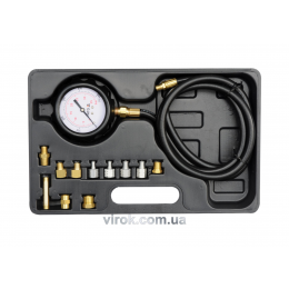 Тестер для вимірювання тиску оливи YATO з адаптерами в діапазоні 0-35 бар