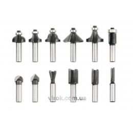 Набір фрез по дереву VOREL Ø=8 мм 12 шт