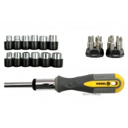 Викрутка-тримач VOREL з торцевими головками і насадками 29 шт