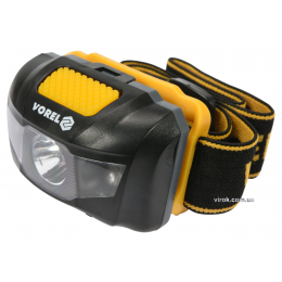 Ліхтар на чоло світлодіодний VOREL 1+2 LED 1 Вт 100 лм 55 x 47 x 29 мм 3 x ААА