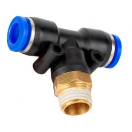 Соединение цанговое для полиуретановых шлангов PU/PR (Т-обр. шланг - шланг - наружн. резьба) 10ммX1/2 AIRKRAFT SPB10-04