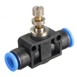 Соединение цанговое для полиуретановых шлангов PU/PR с регулировкой подачи воздуха (прямое шланг) 8мм AIRKRAFT SPA08