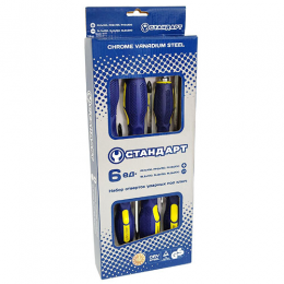 Набор отверток ударных 6 ед. под ключ СТАНДАРТ (SL5x100 SL6x150 SL8x200 PH1x100 PH2x150 PH3x200)   GTS0503