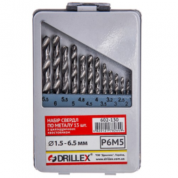 Набор сверл по металлу Р6М5  13шт.  1,5-6,5мм  НСВ1306