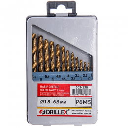 Набор сверл по металлу Р6М5  13шт. титан  1,5-6,5мм  НСВ1306Т