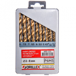 Набор сверл по металлу Р6М5  13шт. титан.  2,0-8,0мм  НСВ1308Т