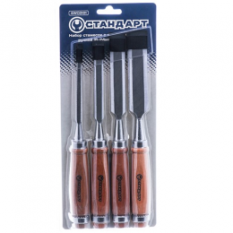 Набор стамесок с деревянной ручкой (6-24мм) 4ед.   СТАНДАРТ  SWC0101