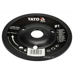 Диск-фреза шліфувальний YATO по дереву, фарбі, шпаклівці, алюмінію 125 х 22.2 мм шорсткість №1