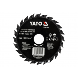 Диск-фреза відрізний по дереву, ПВХ, гіпсу YATO 115 х 22.2 х 5 мм