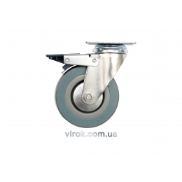 Колесо до візка гумове з обертовою опорою і гальмом VOREL Ø125 x 27 x 161 мм 50 кг