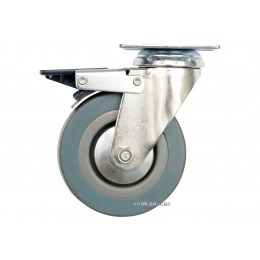 Колесо до візка гумове з обертовою опорою і гальмом VOREL Ø50 x 16 x 72 мм 20 кг