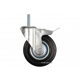 Колесо до візка з штифтом з обертовою опорою і гальмом VOREL Ø125 x 33 x 153 мм 100 кг