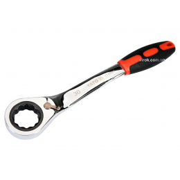 Ключ накидний вигнутий з тріщаткою YATO М30 CrV