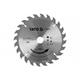 Диск пиляльний по дереву YATO 160 x 20 x 2.2 x 1.5 мм 24 зубці R.P.M до 9500 1/хв