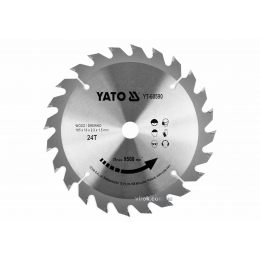 Диск пиляльний по дереву YATO 165 x 16 x 2.2 x 1.5 мм 24 зубці R.P.M до 9500 1/хв