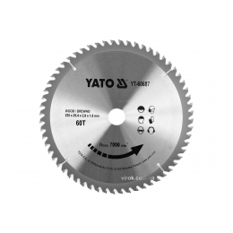 Диск пиляльний по дереву YATO 235 x 25.4 x 2.8 x 1.8 мм 60 зубців R.P.M до 7000 1/хв