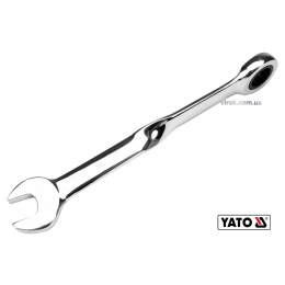 Ключ ріжково-накидний з тріщаткою кручений 90° YATO 16 x 228 мм HRC 40-45 Cr-V