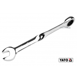 Ключ ріжково-накидний з тріщаткою кручений 90° YATO 17 x 228 мм HRC 40-45 Cr-V