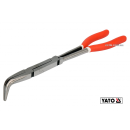 Щипці вигнуті під 90° подовжені з 2 шарнірами YATO 330 мм HRC 50 Cr-V