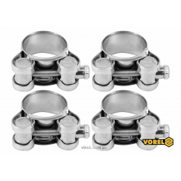Хомут сталевий оцинкований з гвинтовим затискачем GBS W1 VOREL Ø19-21/18 мм 4 шт