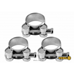 Хомут сталевий оцинкований з гвинтовим затискачем GBS W1 VOREL Ø29-31/20 мм 3 шт