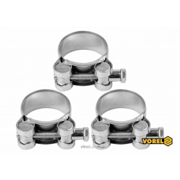 Хомут сталевий оцинкований з гвинтовим затискачем GBS W1 VOREL Ø32-35/20 мм 3 шт