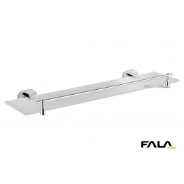 Полка скляна настінна з металевим каркасом FALA 52 см кріплення дюбель/шуруп