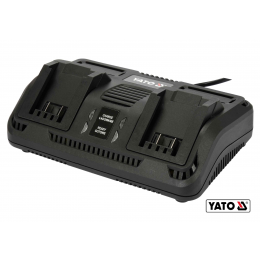 Зарядний пристрій з 2 терміналами YATO до акумуляторів Li-Ion 18 В від електромережі 230 В