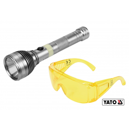 Ліхтар ультрафіолетовий з окулярами для перевірки банкнот YATO Li-Ion 3.7 В 1.5 Агод 3 Вт