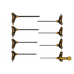Набір ключів шестигранних Т-подібних з кульковим наконечником VOREL HEX 2.5-10 мм 100-200 мм 8 шт