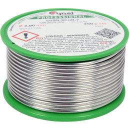 Припій без свинцю CYNEL, : Ø2 мм, Sn99,3-Cu0,7 дротяний на коташці з флюсом 250 г