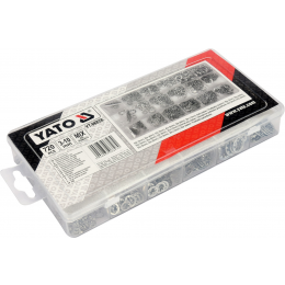 Шайби стопорні Ø3-10 мм YATO різної форми в пластиковій коробці, набір 720 шт.